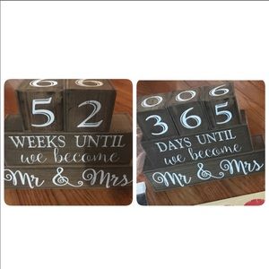 5 piece Days/Weeks Until Mr&Mrs wooden block sign